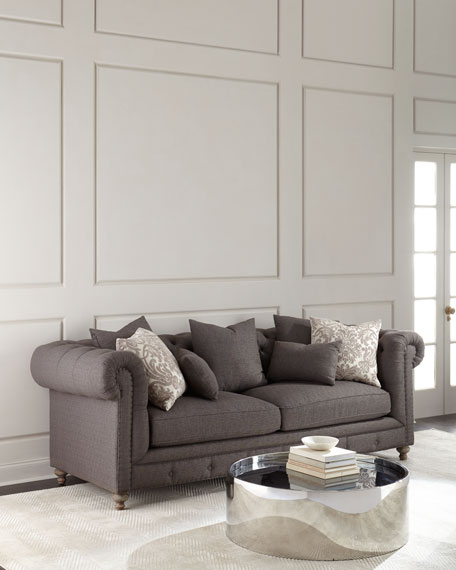 Alice Tufted Sofa Nailhead Trim Charcoal Horchow friends and family sale