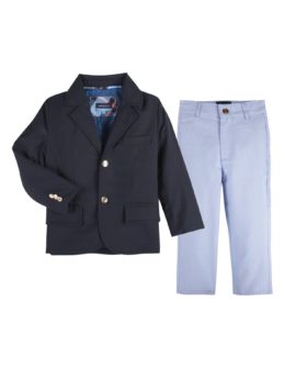 Andy & Evan Twill Blazer & Pants Set Navy Blue easter outfits for baby boys