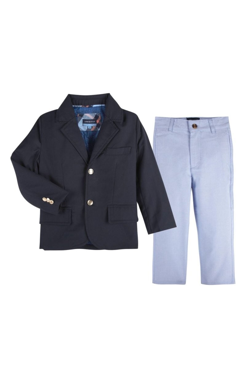 Andy & Evan Twill Blazer & Pants Set Navy Blue easter outfits for baby boys 