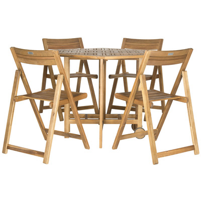 August Grove Candice 5 Piece Dining Set Teak Look Wayfair summer preview sale