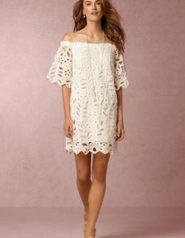 BHLDN Laney Eyelet Off The Shoulder Bell Sleeve Dress White eyelet dresses spring 2017 trend