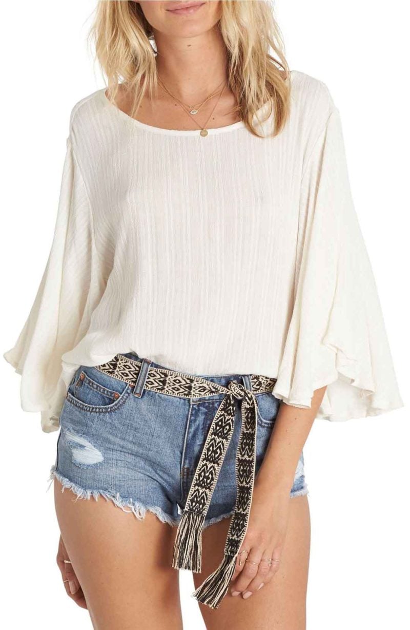BILLABONG Heart Wants Woven Top Cool Wip bell sleeve tops under $50