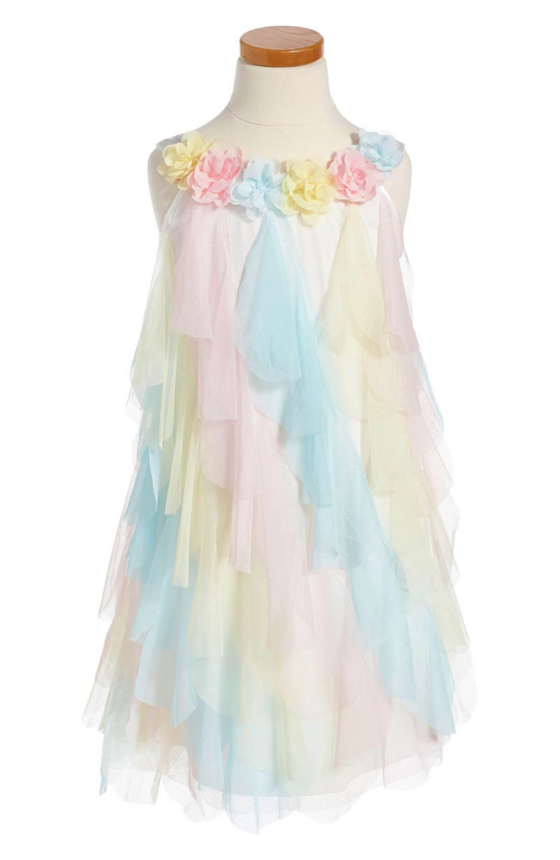 BISCOTTI Rainbow Petal Shift Dress Little Girls easter dresses for little girls 2017 style