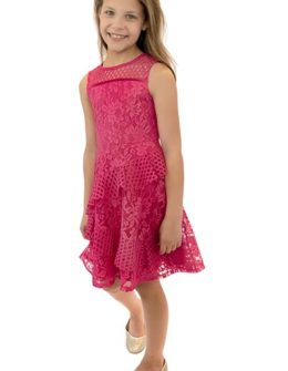BLUSH BY US ANGELS Techno Lace Ruffle Dress Fuchsia easter dresses tweens
