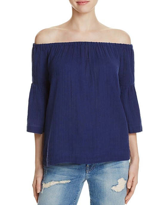 BeachLunchLounge Off-the-Shoulder Bell Sleeve Top - 100% Bloomingdale's Exclusive Navy Blue bell sleeve tops under $50