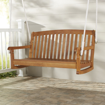 Beachcrest Home Portland Hardwood Hanging Porch Swing with Rope Wayfair summer preview sale