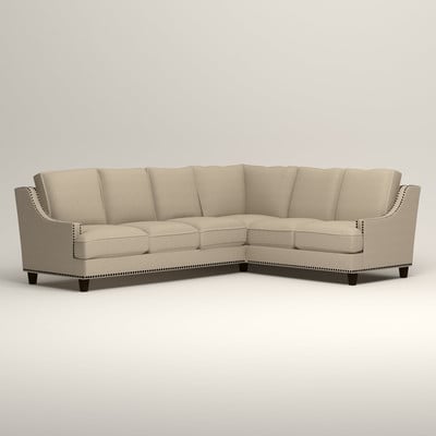 Birch Lane Larson Sectional Watson Malt Blended Nailhead Trim Wayfair upholstered furniture sale