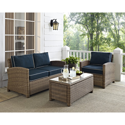 Breakwater Bay Middlesex 3 Piece Deep Seating Group with Cushion Navy Blue Wayfair summer preview sale