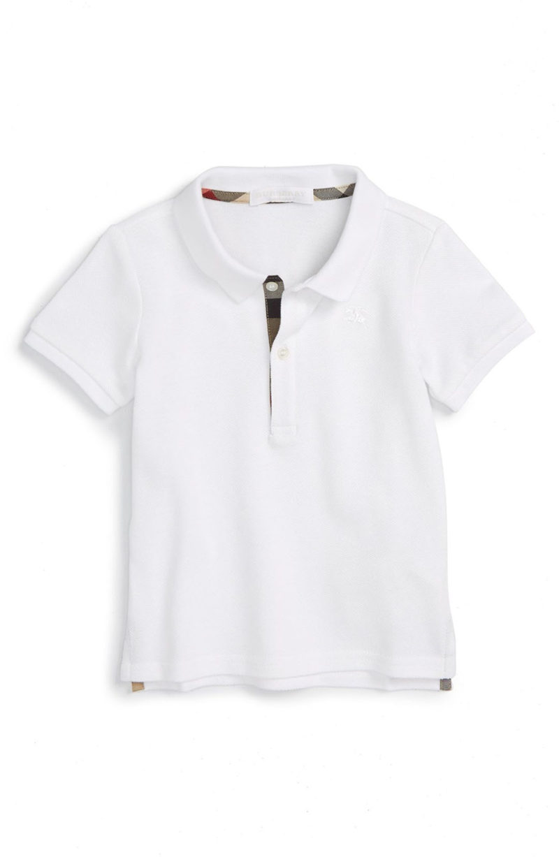 Burberry 'Palmer' Piqué Polo Shirt White easter outfits for baby boys