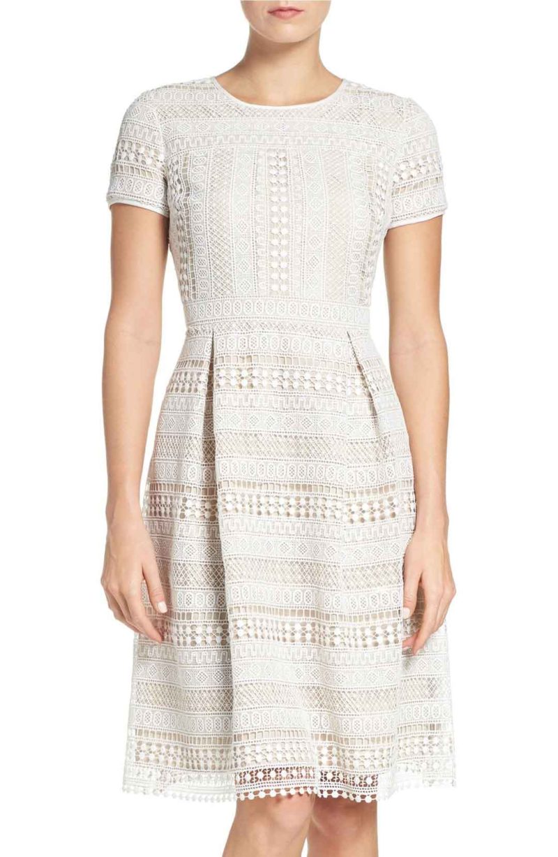 CHETTA B Lace Fit and Flare Dress Ivory Nude fit and flare dresses spring 2017 easter 
