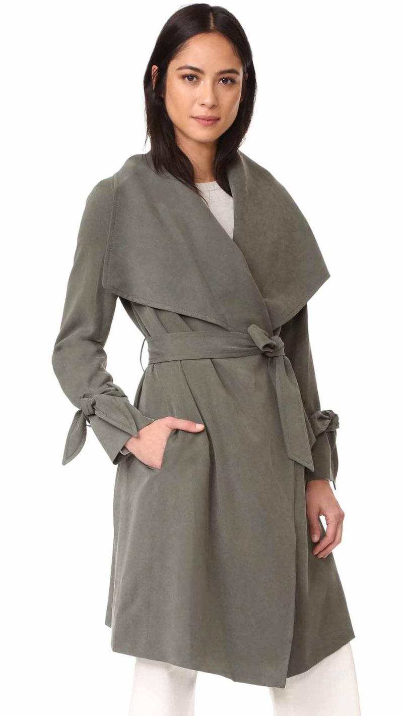 Club Monaco Ellayne Trench Seaweed Green trench coats spring 2017