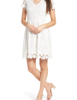 DEE ELLY Lace Skater Dress Periwinkle White skater dresses spring 2017 trend