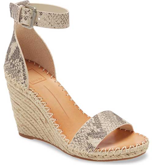 DOLCE VITA Noor Espadrille Wedge Sandal Stone Snake Print platform espadrille wedge sandals