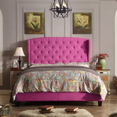 Darby Home Co Nielsen Queen Upholstered Panel Bed Magenta Pink Wayfair upholstered furniture sale