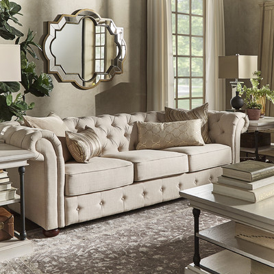 Darby Home Co Toulon Tufted Button Sofa Cream Wayfair upholstered furniture sale