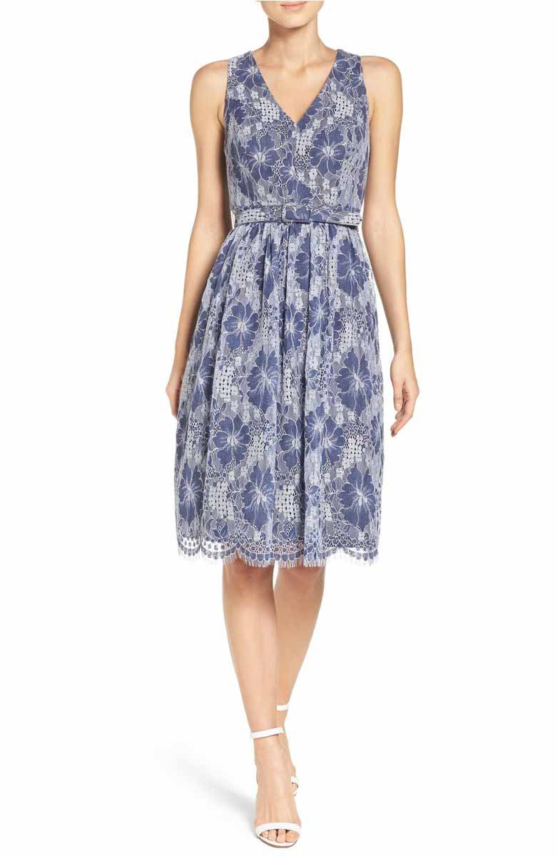 Eliza J Lace Fit & Flare Dress Navy Blue fit and flare dresses easter 2017