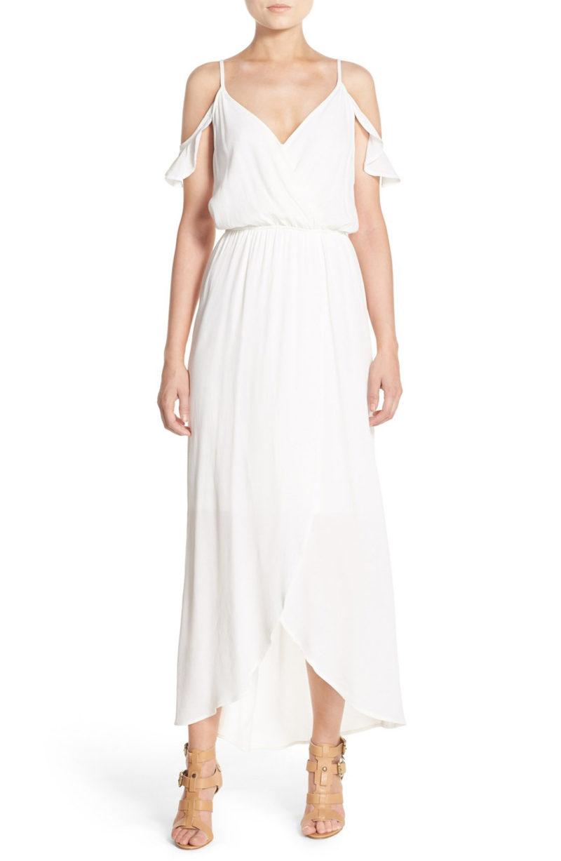 FRAICHE BY J Cold Shoulder Wrap Front Maxi Dress White cold shoulder maxi dresses spring 2017