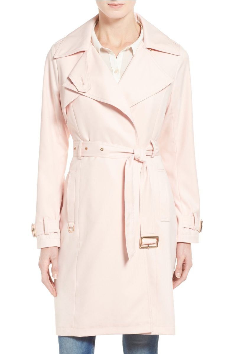 FRENCH CONNECTION Flowy Belted Trench Coat Blush Pink top trench coats for spring 2017