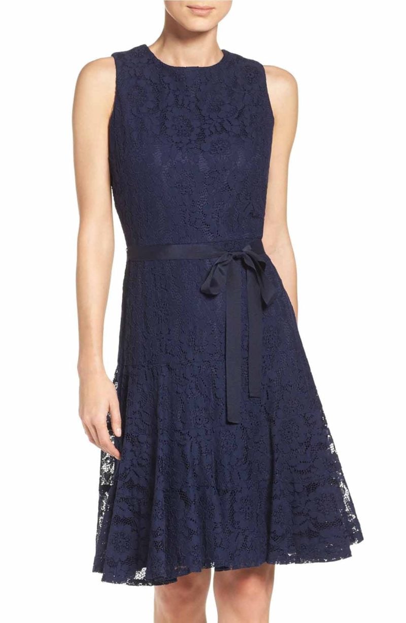 GABBY SKYE Lace Fit and Flare Dress Navy Blue fit and flare dresses easter 2017