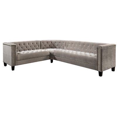 House of Hampton Dowe Tufted Sectional Grey Velvet Wayfair upholstered furniture sale