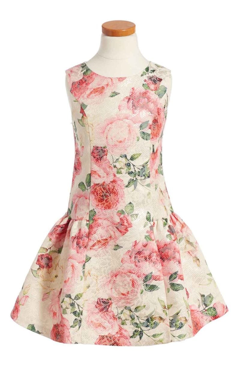 Iris & Ivy Floral Brocade Dress Yellow Pink Little Girls easter  dresses for little girls