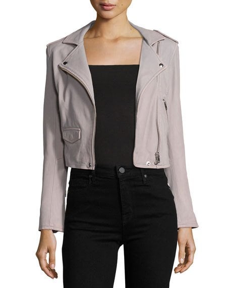 Iro Ashville Leather Moto Jacket Gray Neiman Marcus st patrick's day sale