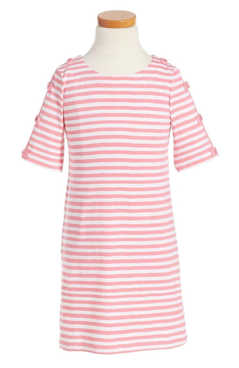 KATE SPADE NEW YORK bow sleeve stripe shift dress berber pink cream little girl easter dresses for little girls