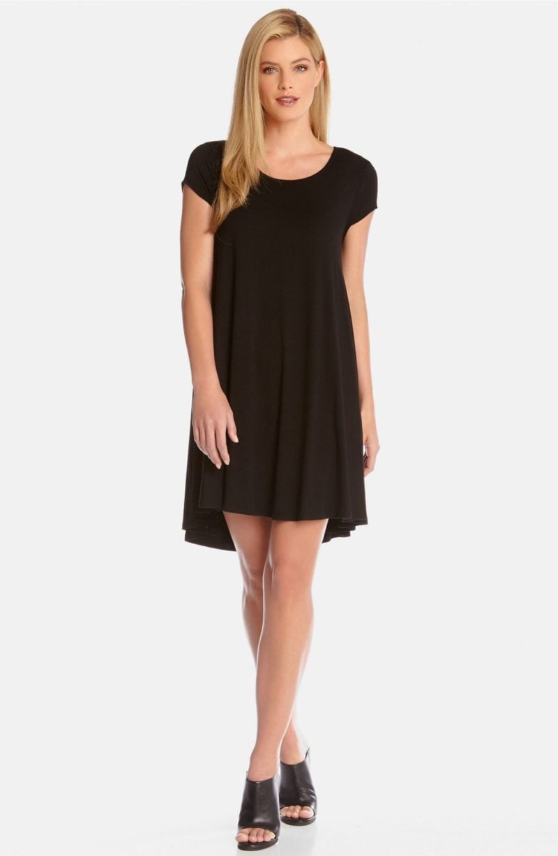Karen Kane 'Maggie' Cap Sleeve Trapeze Dress Black high low hem dresses