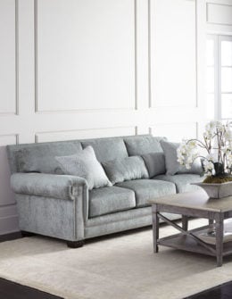 Kipling Sofa Light Grey Greek-Key Nailhead Horchow weekend flash sale