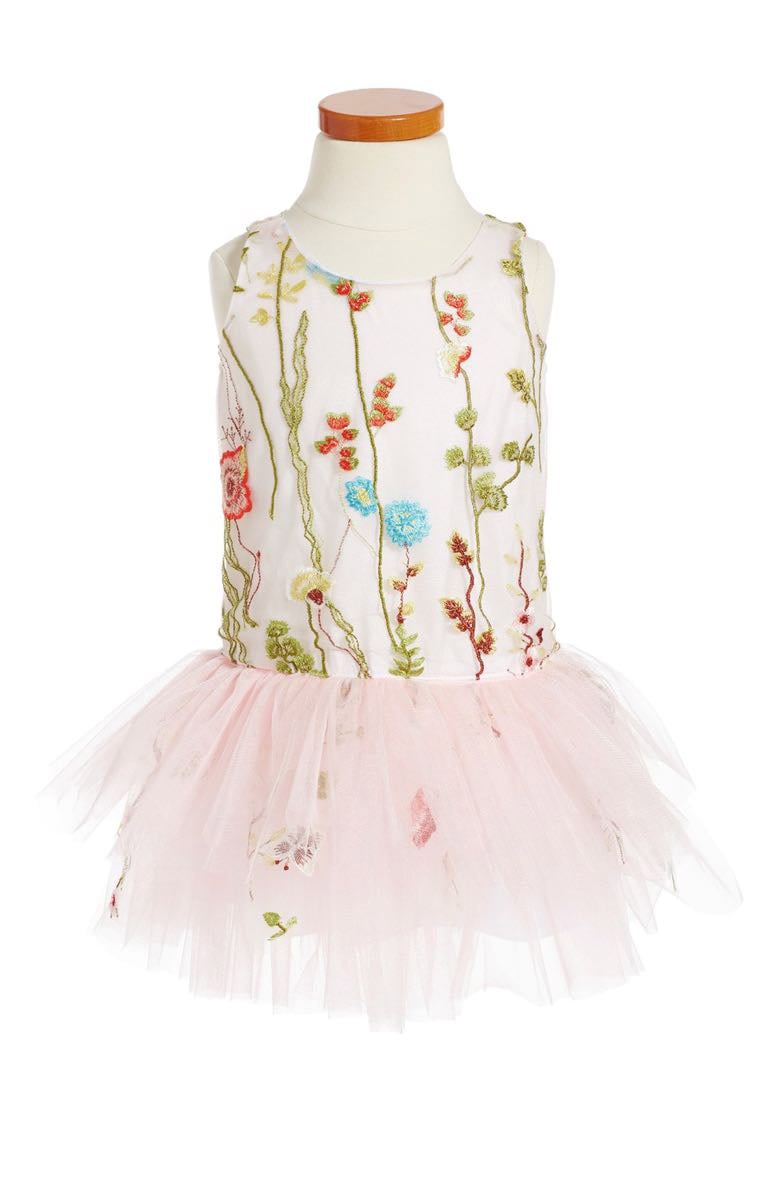 LE PINK Embroidered Tutu Dress Pink easter dresses for little girls 2017 style