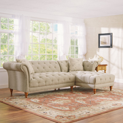 Lark Manor Bluet Right Hand Facing Sectional Nailheads Wayfair upholstered furniture sale