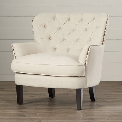 Lark Manor Celestin Flour Upholstered Club Chair Gold Nailhead Trim Wayfair upholstered furniture sale
