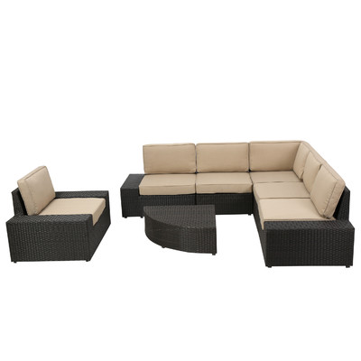 Latitude Run Zachary Laurel Creek 7 Piece Seating Group with Cushion Dark Brown Wayfair summer preview sale