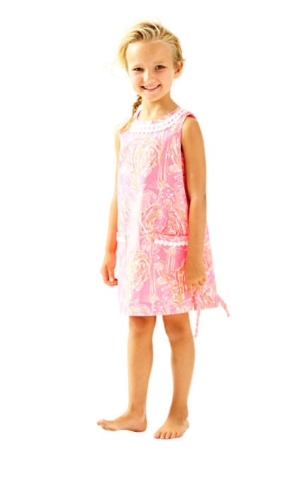 Lilly Pulitzer GIRLS LITTLE LILLY CLASSIC SHIFT DRESS Tiki PInk Tappin It Back Small easter dresses for little girls 2017 style