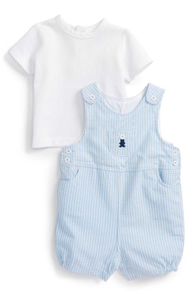 Little Me Cute Chap T-Shirt & Romper Set White Light Blue easter outfits for baby boys 2017