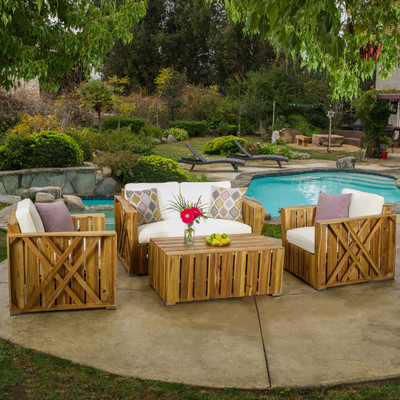 Loon Peak 4 Piece Deep Seating Group with Cushion Wayfair summer preview sale