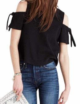 MADEWELL Skylark Cold Shoulder Top True Black cold shoulder tops under $50 for spring 2017