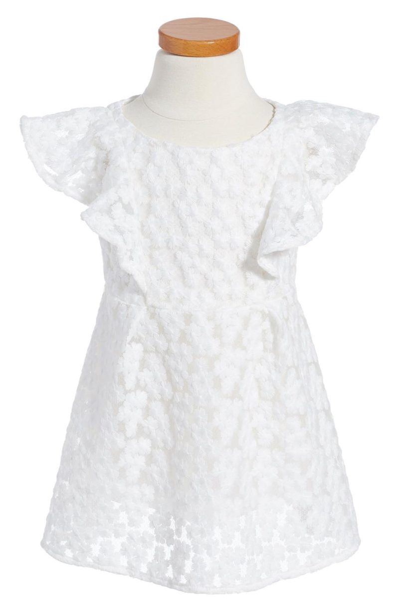 MILLY MINIS Embroidered Flower Ruffle White Dress for Little Girls easter dresses for little girls 2017 style