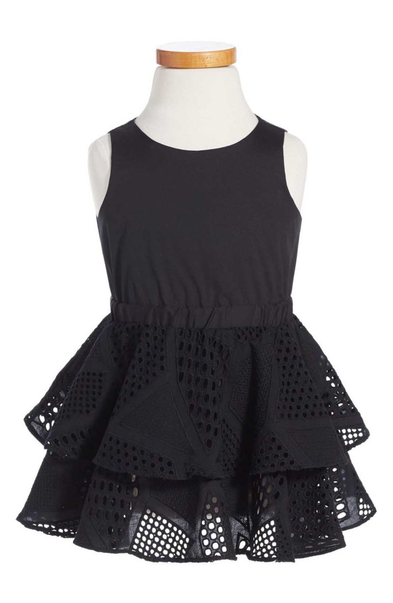 MILLY MINIS Whitney Eyelet Lace Fit & Flare Little Girls Dress Black  easter dresses for little girls 2017