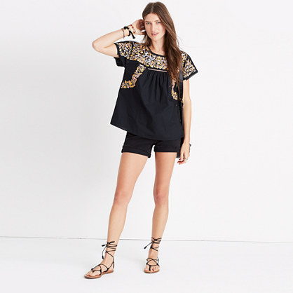 Madewell embroidered springtime top in true black item g1549 madewell sale