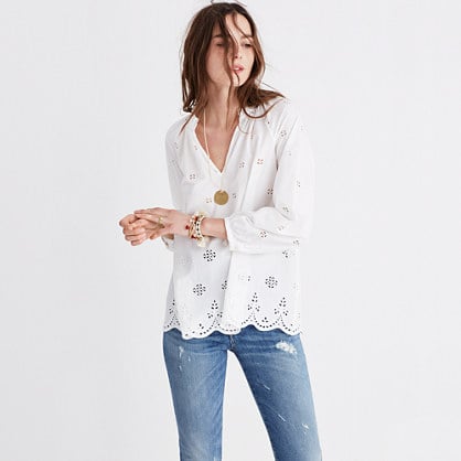 Madewell eyelet popover top item g1542 eyelet white madewell sale