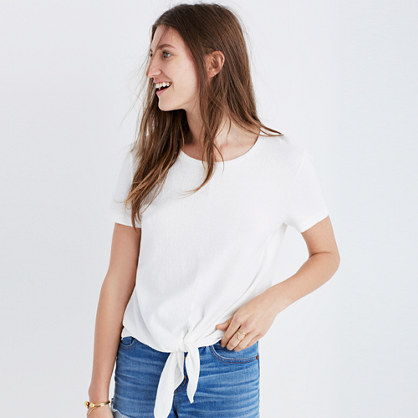Madewell modern tie-front top item g2513 bright ivory madewell sale