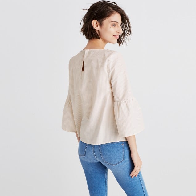 Madewell striped bell-sleeve top item G2081 dreamy peach bell sleeve tops under $50