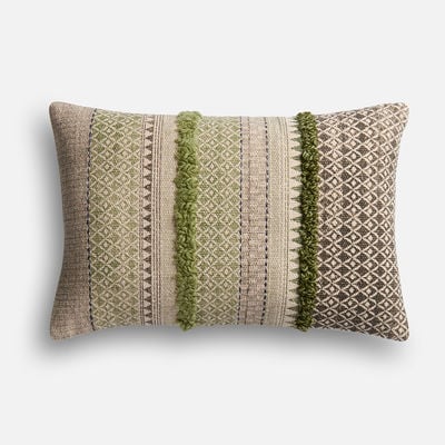 Magnolia Home Norma Sage & Gray Lumbar Pillow Pier 1 magnolia home by joanna gaines for pier 1