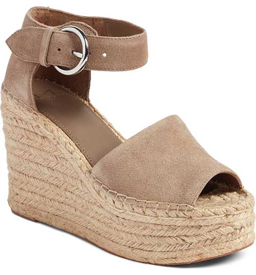 Marc Fisher LTD Alida Espadrille Platform Wedge Taupe Suede wedge sandals
