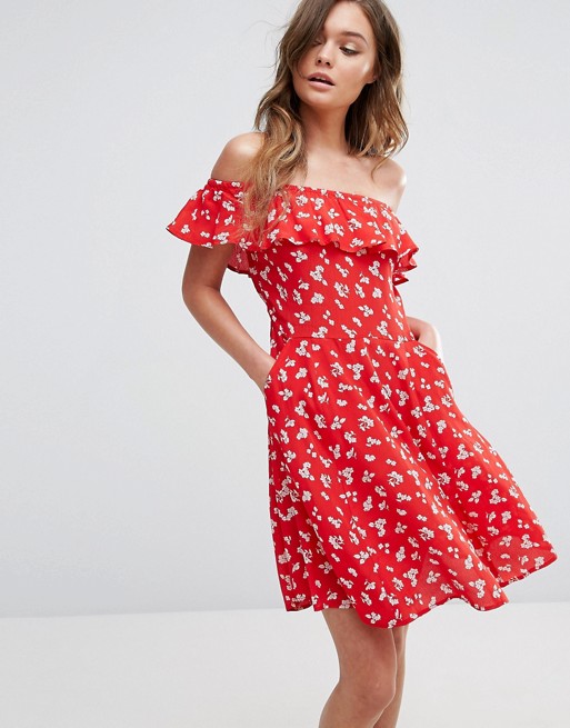 Miss Selfridge Floral Bardot Skater Dress Multi skater dresses spring 2017 trend