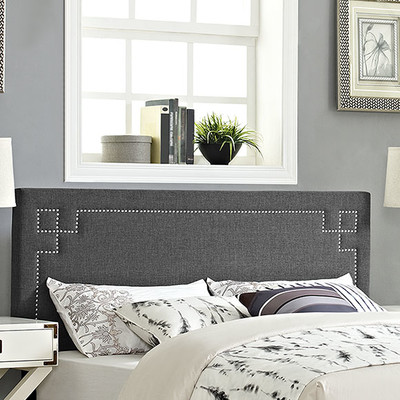Modway Josie Upholstered Panel Headboard Gray Nailhead Trim Wayfair upholstered furniture sale