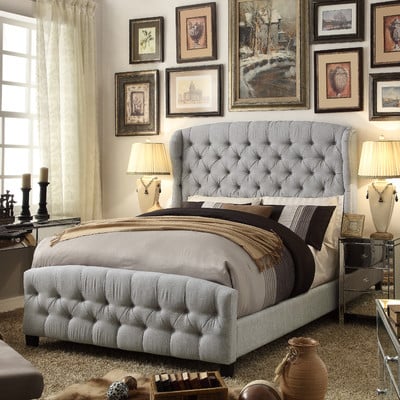 Mulhouse Furniture Felisa Queen Tufted Upholstered Panel Bed Gray Wayfair upholstered furniture sale
