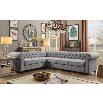 Mulhouse Furniture Garcia Tufted Sectional Grey Wayfair upholstered furniture sale