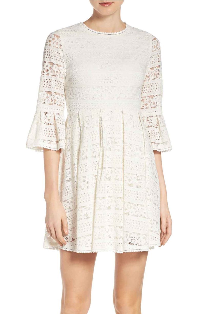 NSR Lace Skater Dress Bell Sleeves White skater dresses spring 2017 trend
